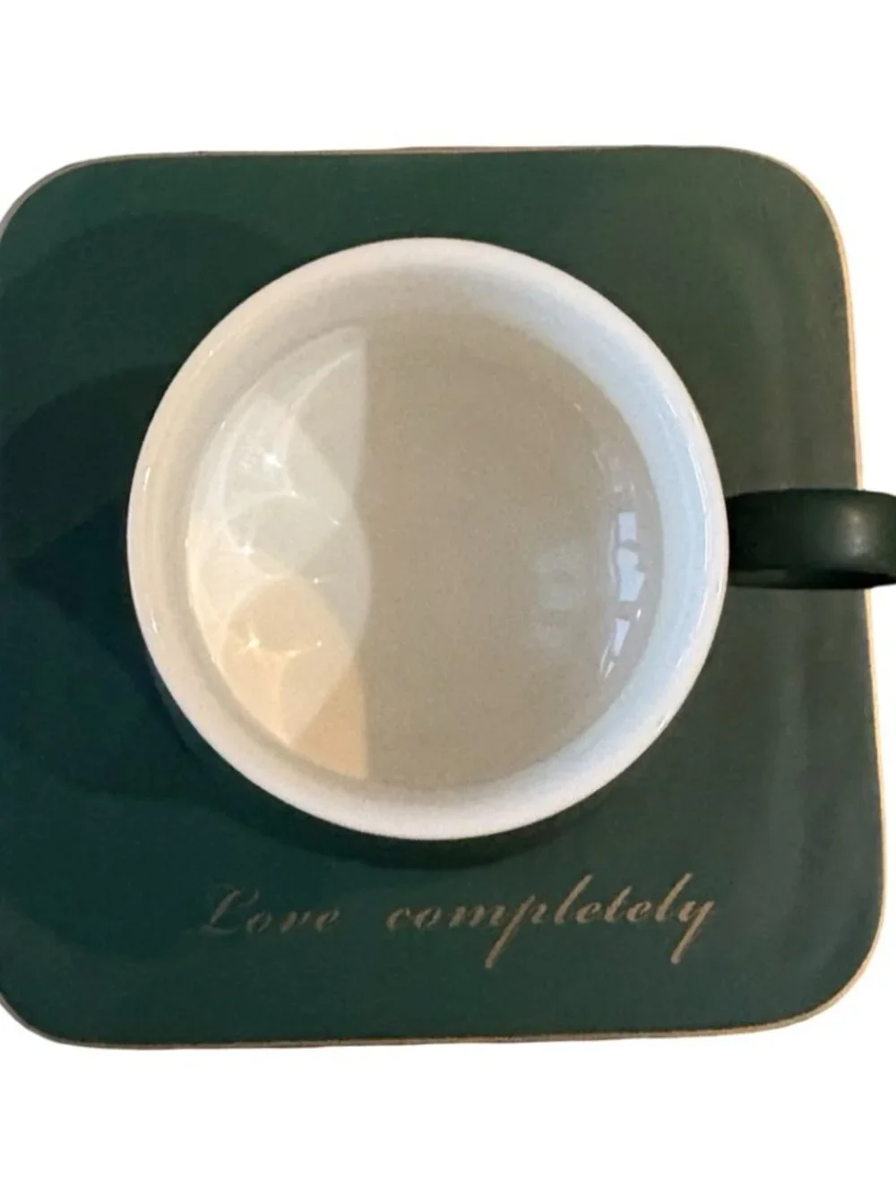 Green Sentiment Cup and Saucer